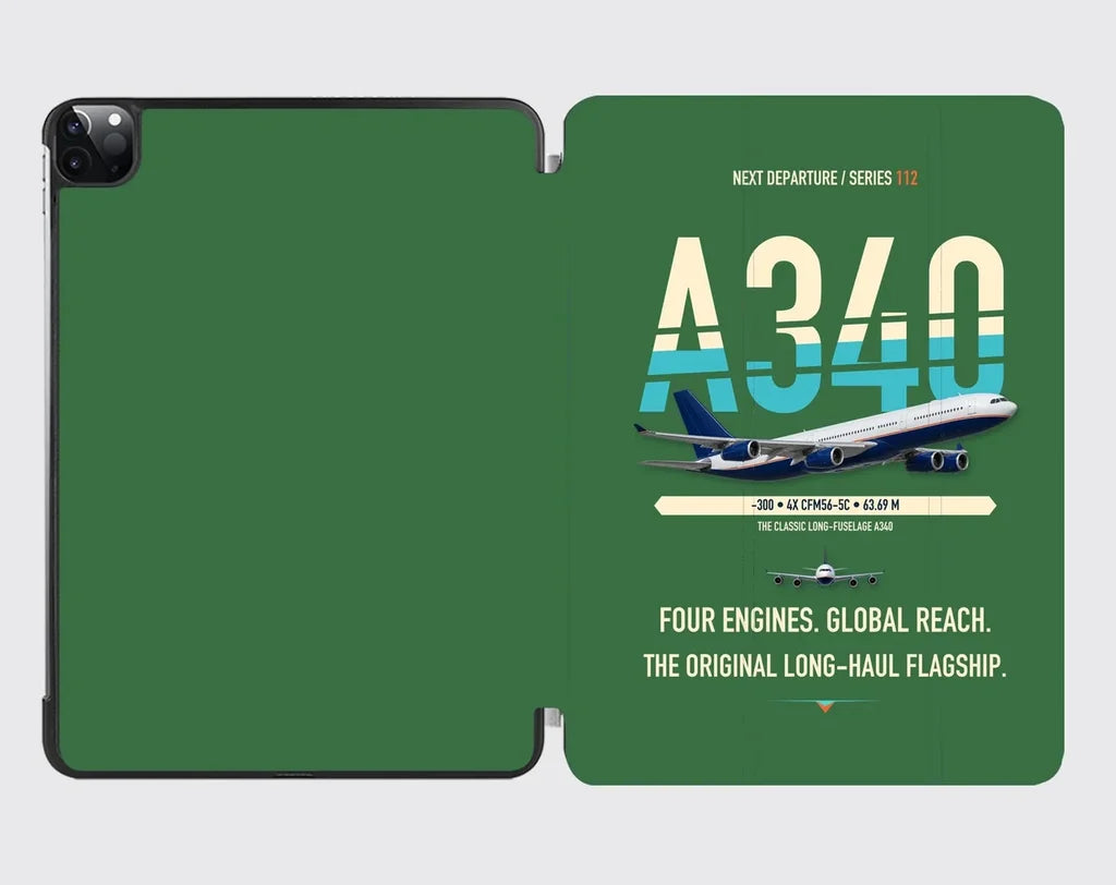 Airbus A340-300 design on green ipad tablet case
