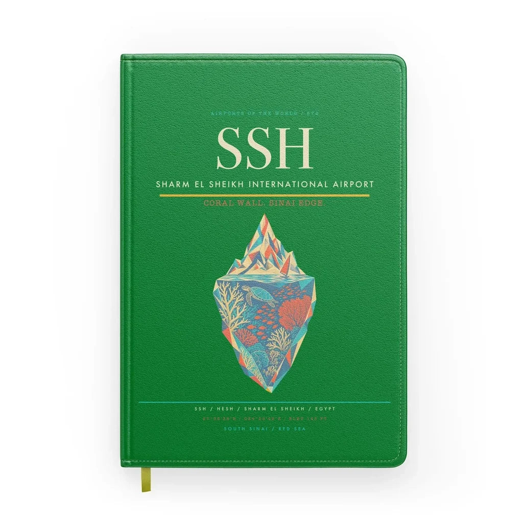Sharm El Sheikh International Airport (SSH) design on green notebook