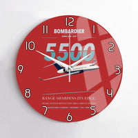 Thumbnail for Bombardier Global 5500 design on red no frame wall clock