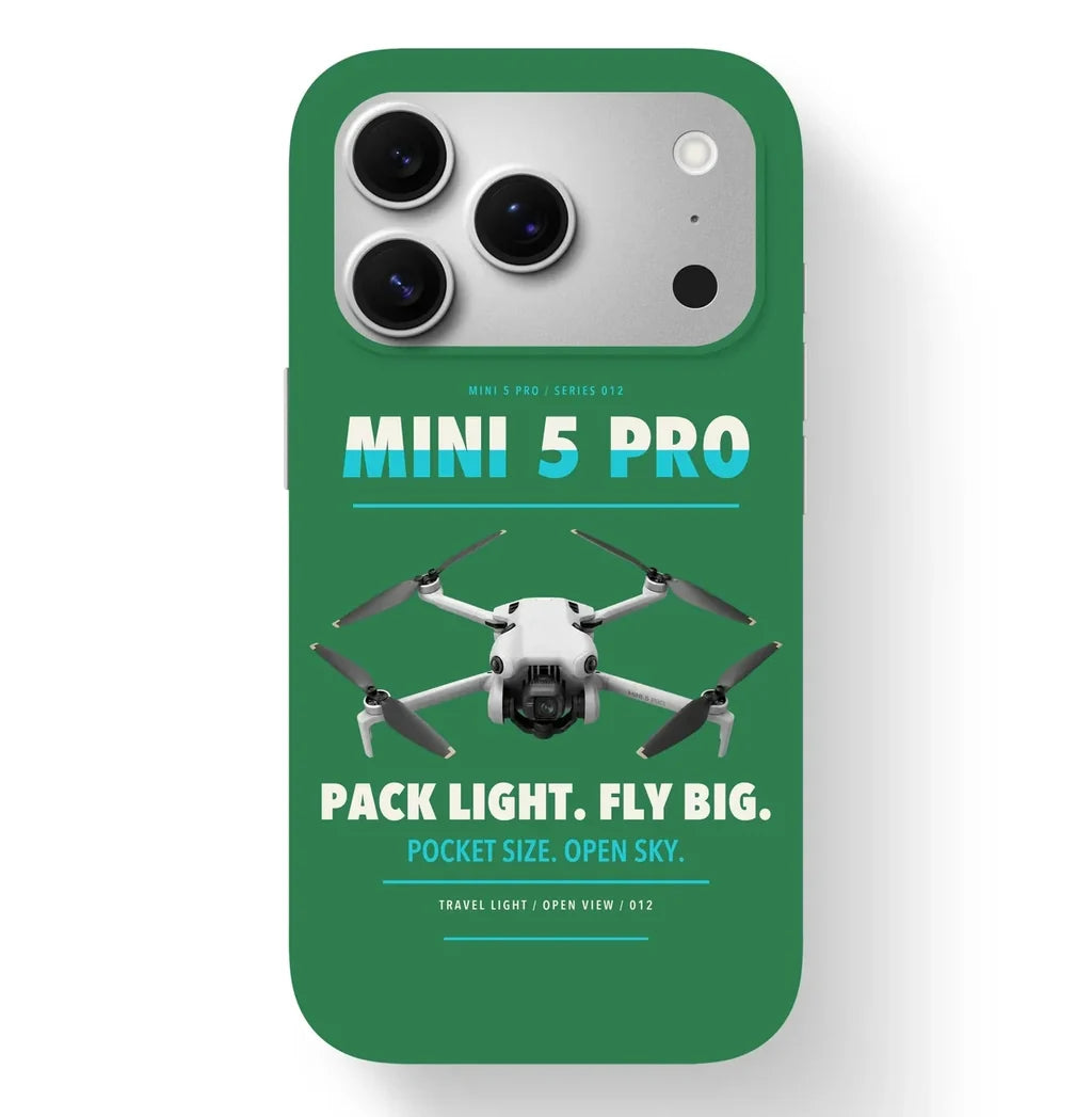 DJI Mini 5 Pro Case design on green iphone case