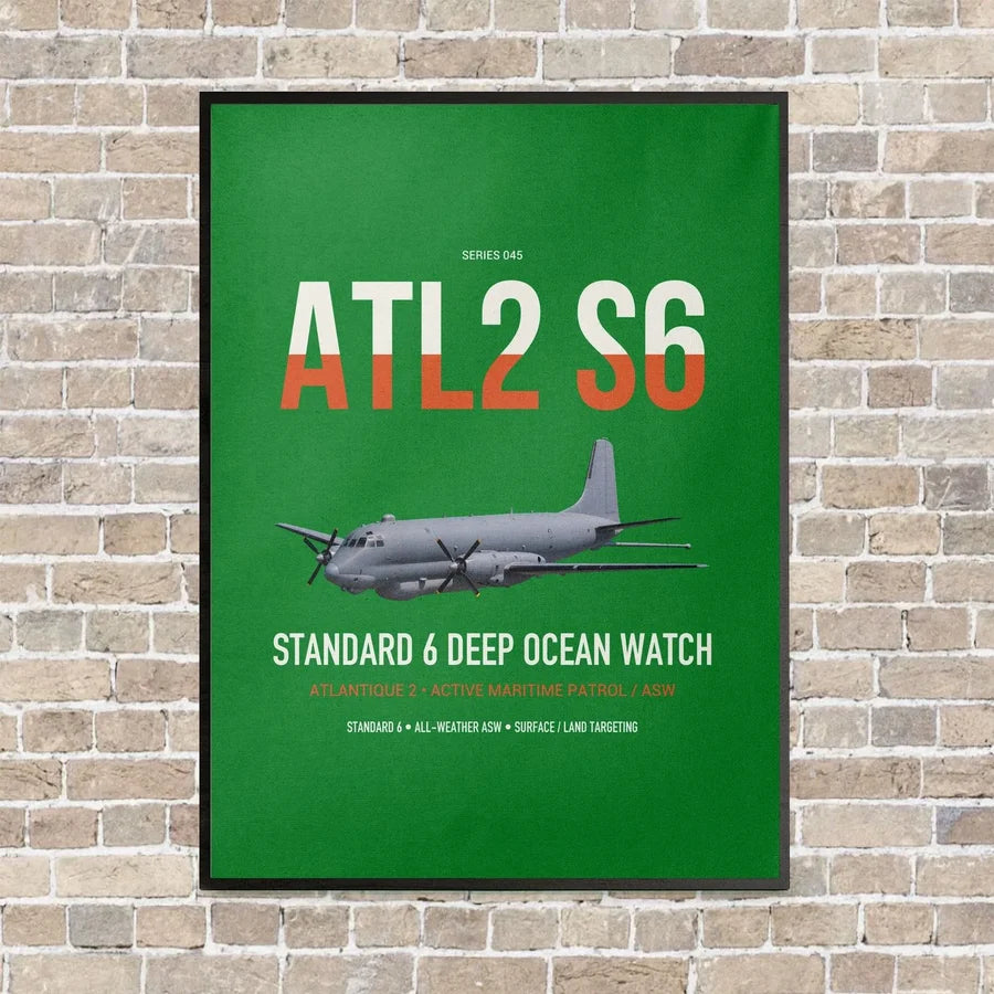 Atlantique 2 Standard 6 vertical canvas print - framed - green background
