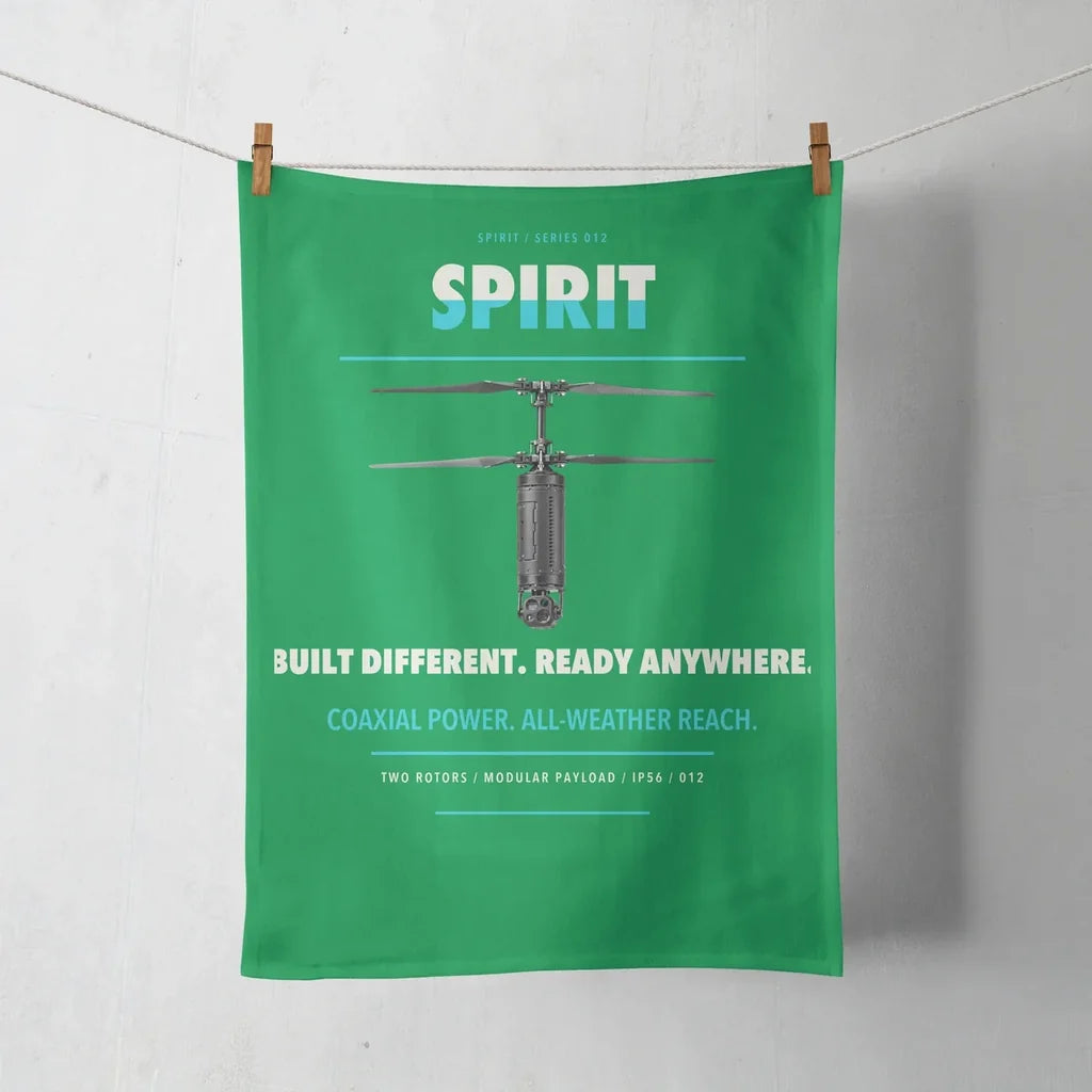 Ascent AeroSystems Spirit design on green towel