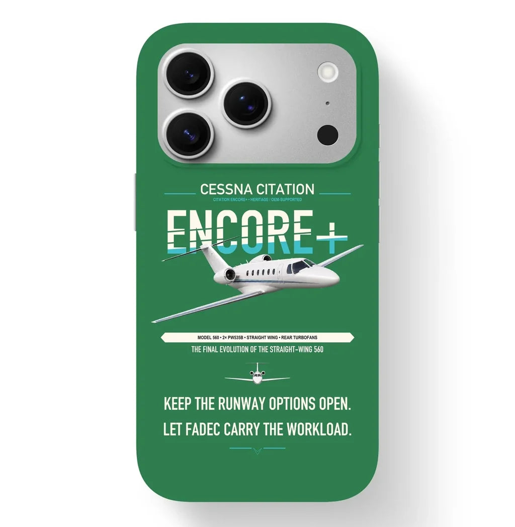 Cessna Citation Encore+ design on green magsafe iphone case, for iPhone 17 Pro