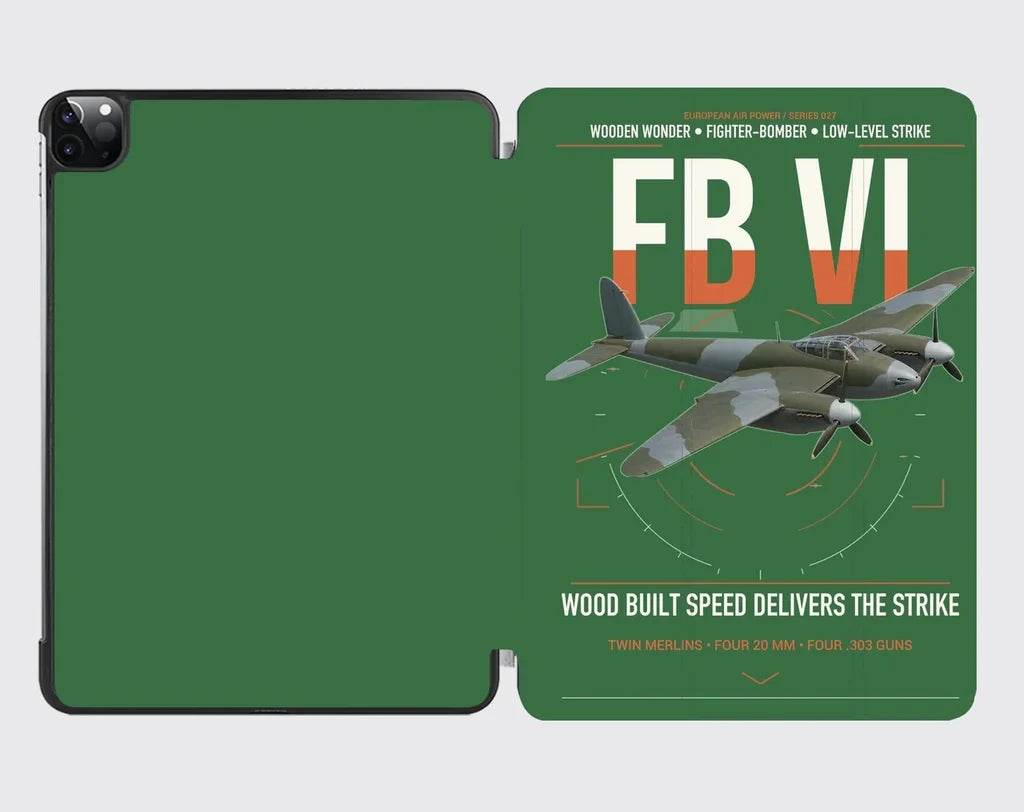 de Havilland Mosquito FB VI design on green ipad tablet case