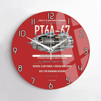 Thumbnail for PT6A-67 design on red no frame wall clock