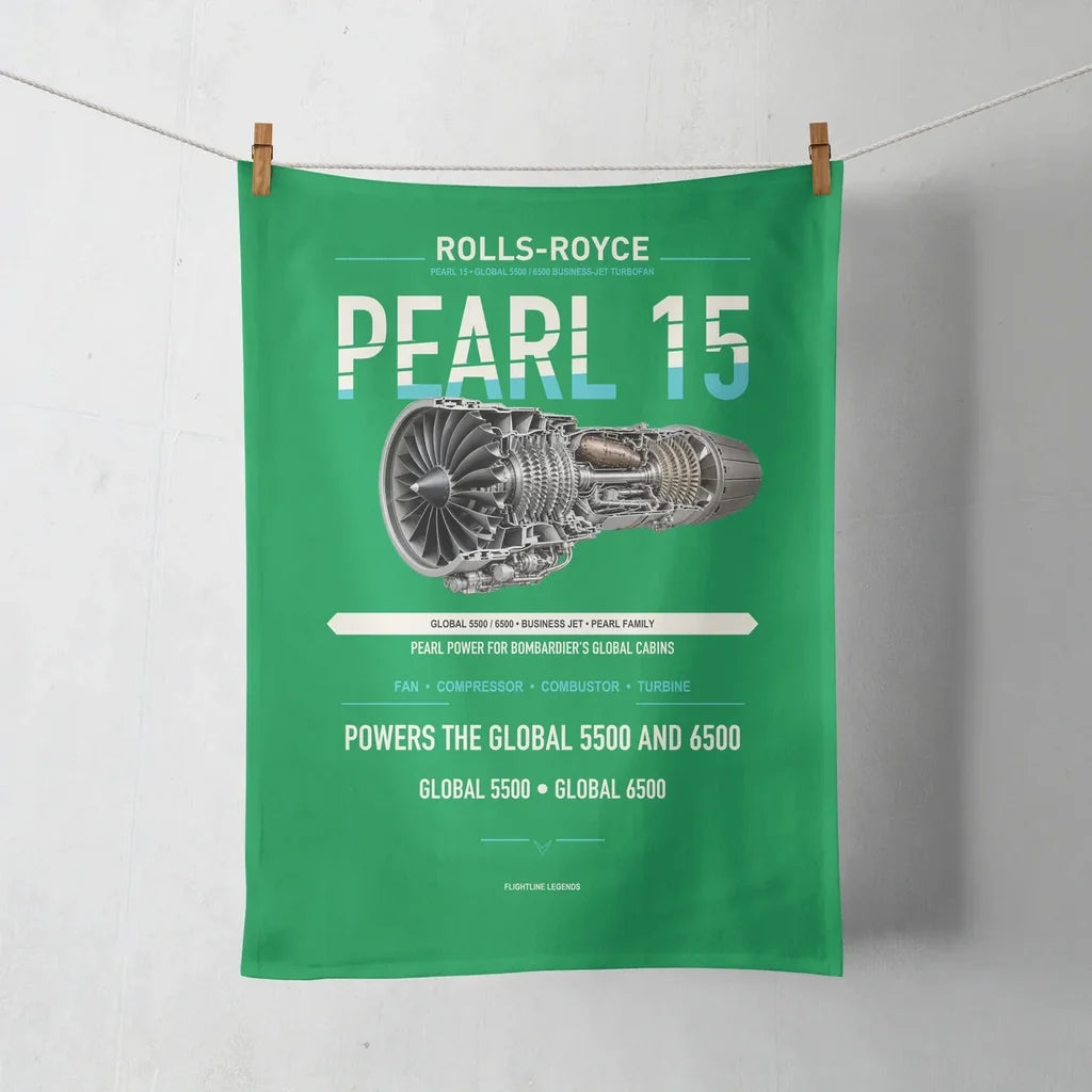 PEARL 15 design on green towel
