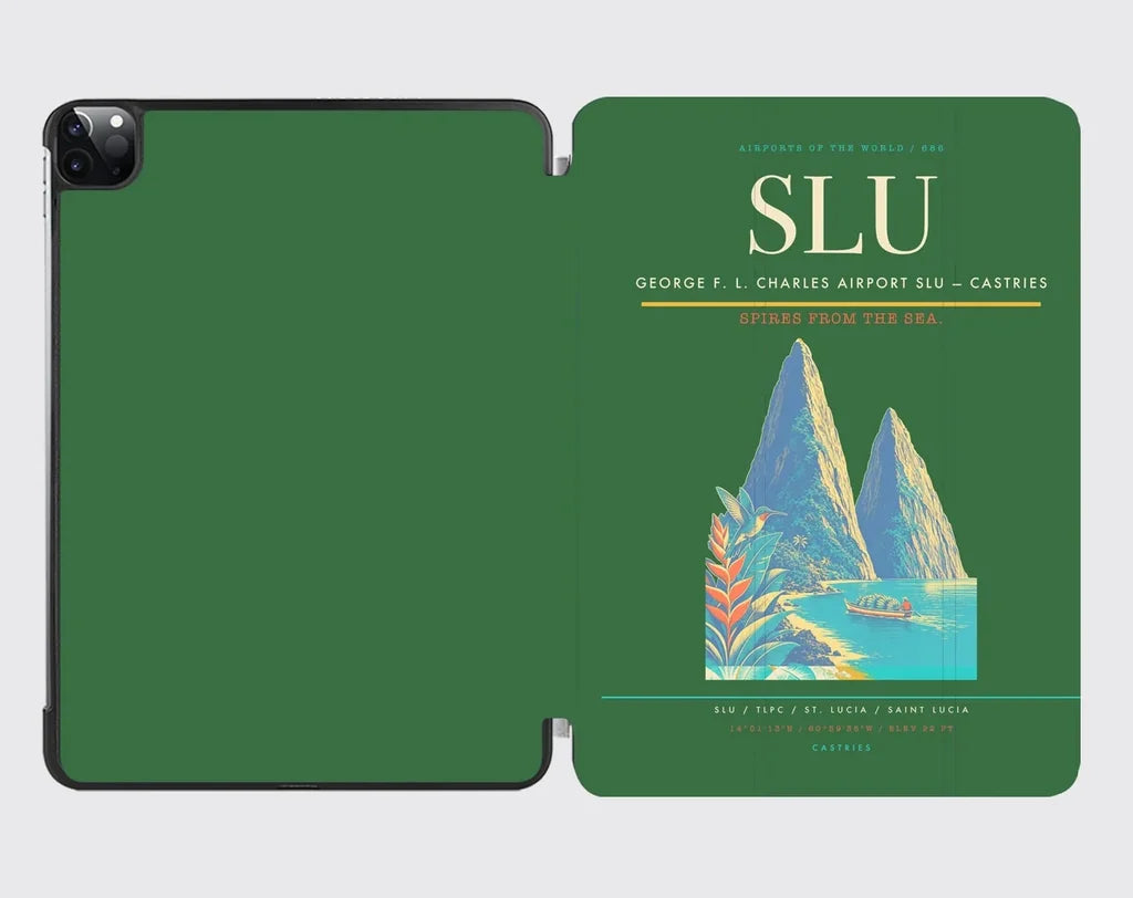 George F. L. Charles Airport (SLU) design on green ipad tablet case