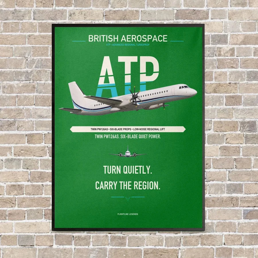 British Aerospace ATP vertical canvas print - framed - green background