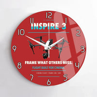 Thumbnail for DJI Inspire 3 design on red no frame wall clock