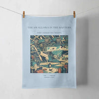 Thumbnail for VINTAGE G4269 - The Swallows In The Rafters - Designed Towels design on lightblue