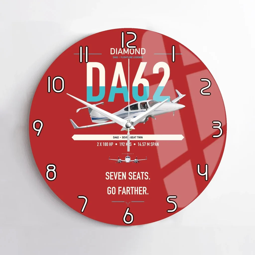 Diamond DA62 design on red no frame wall clock