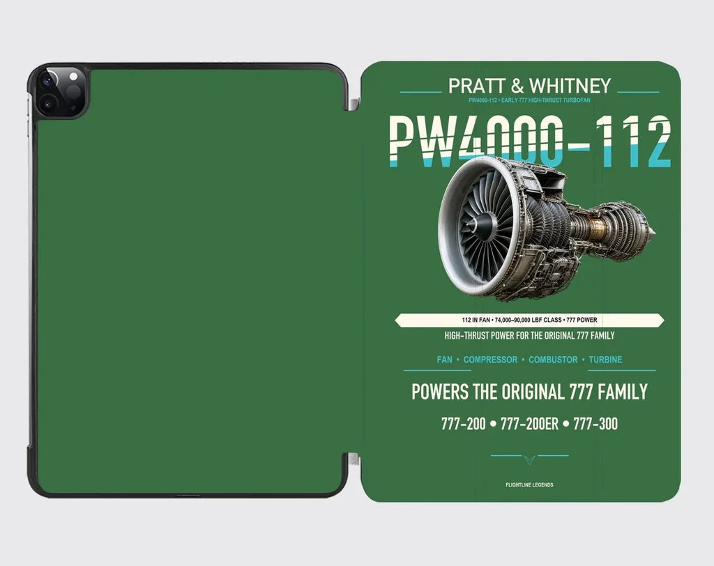 PW4000-112 design on green ipad tablet case