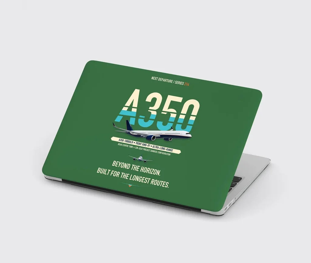 Airbus A350-1000ULR design on green MacBook case