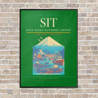 Thumbnail for Sitka Rocky Gutierrez Airport SIT vertical canvas print - framed - green background