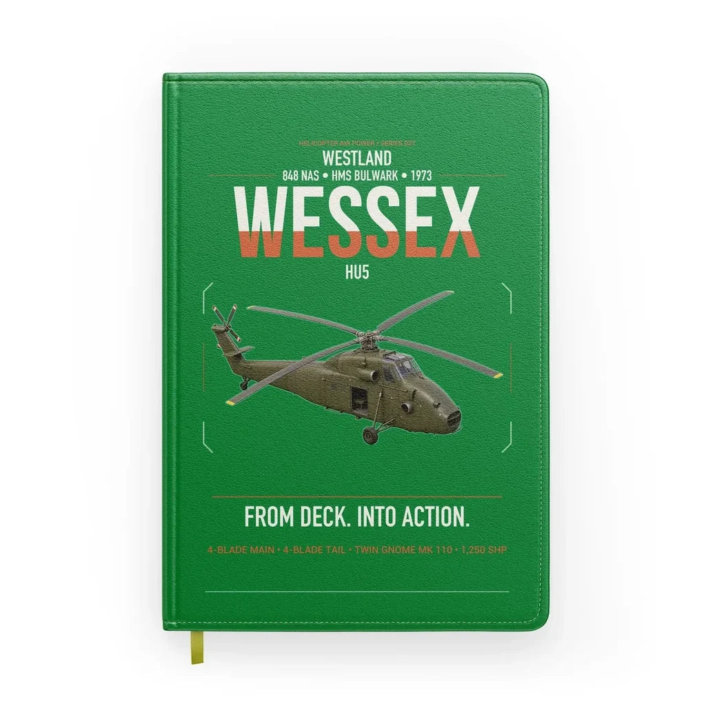 Westland Wessex HU5 design on green notebook