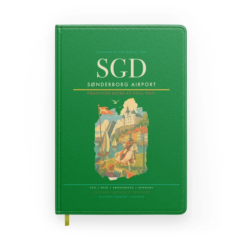 Sønderborg Airport (SGD) design on green notebook