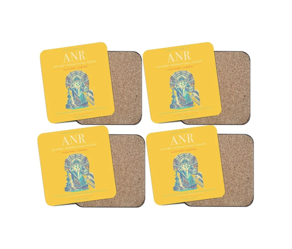 Antwerp International Airport ANR Coaster 4-Pieces-Set - Yellow
