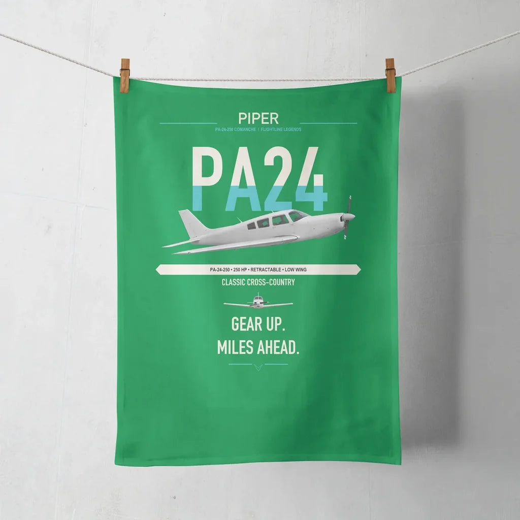 Piper PA-24-250 Comanche 250 design on green towel