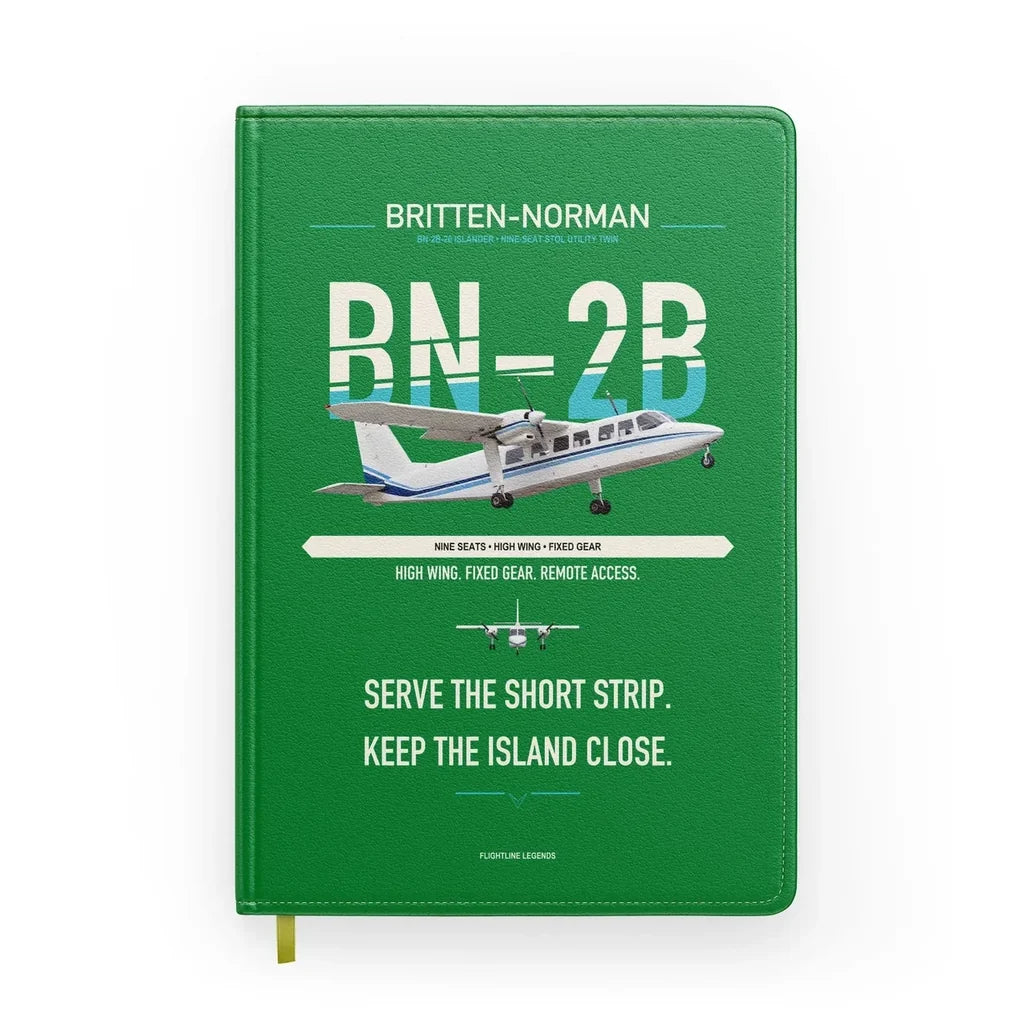 Britten-Norman BN-2B-26 Islander design on green notebook