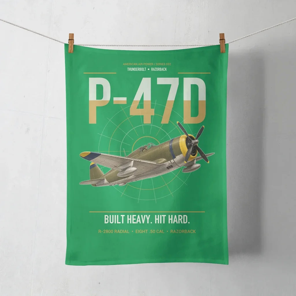 P-47D Thunderbolt Razorback design on green towel