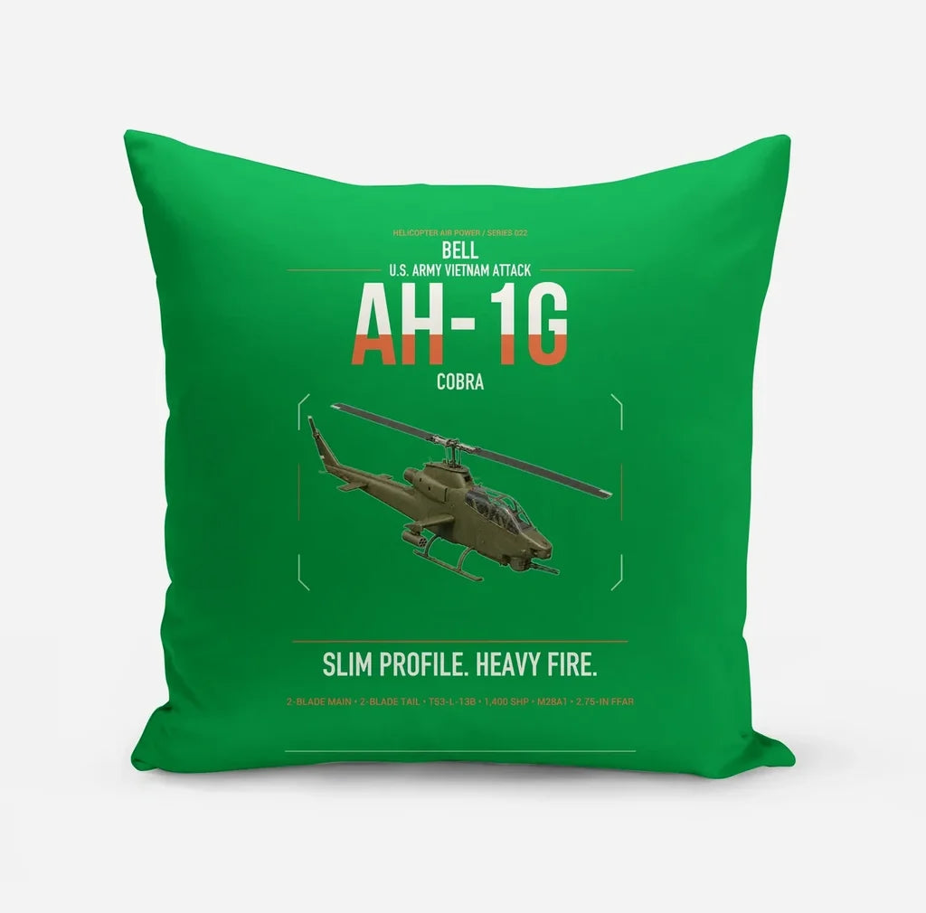 Bell AH-1G Cobra design on green pillow