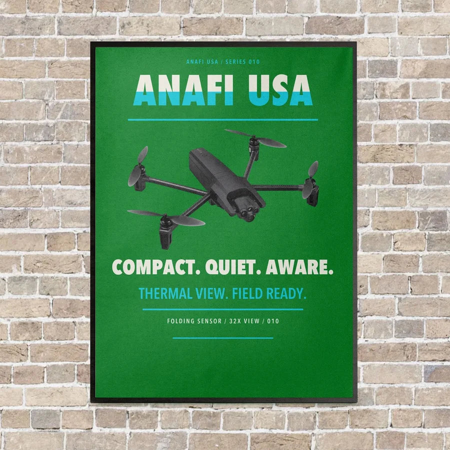 Parrot ANAFI USA vertical canvas print - framed - green background