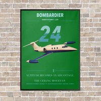 Thumbnail for Bombardier Learjet 24 vertical canvas print - framed - green background