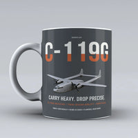 Thumbnail for C-119G Flying Boxcar design on gray ceramic mug, double-side print