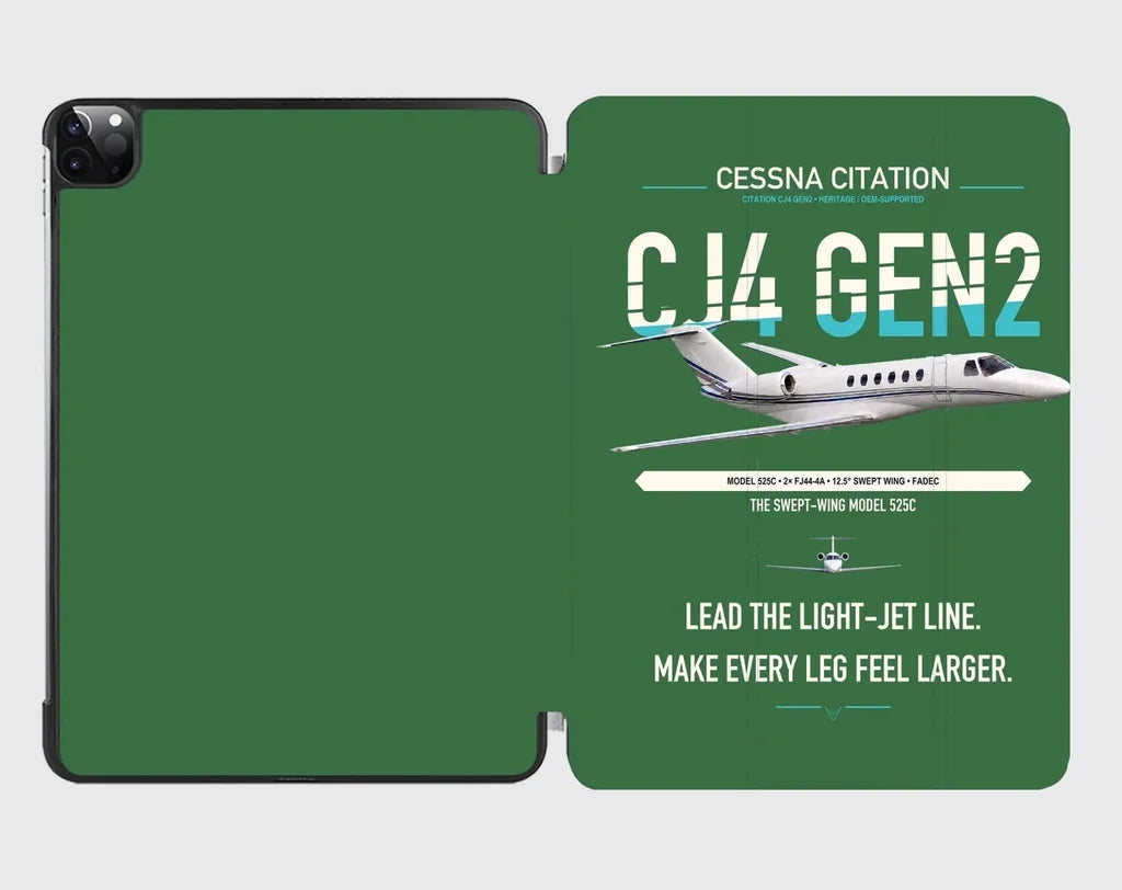 Cessna Citation CJ4 Gen2 design on green ipad tablet case