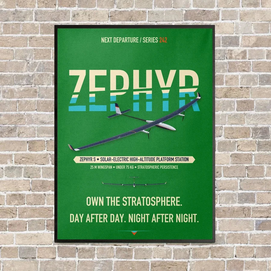 Airbus Zephyr S vertical canvas print - framed - green background