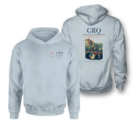 Thumbnail for Groningen Airport Eelde (GRQ) design on light blue double-side hoodie