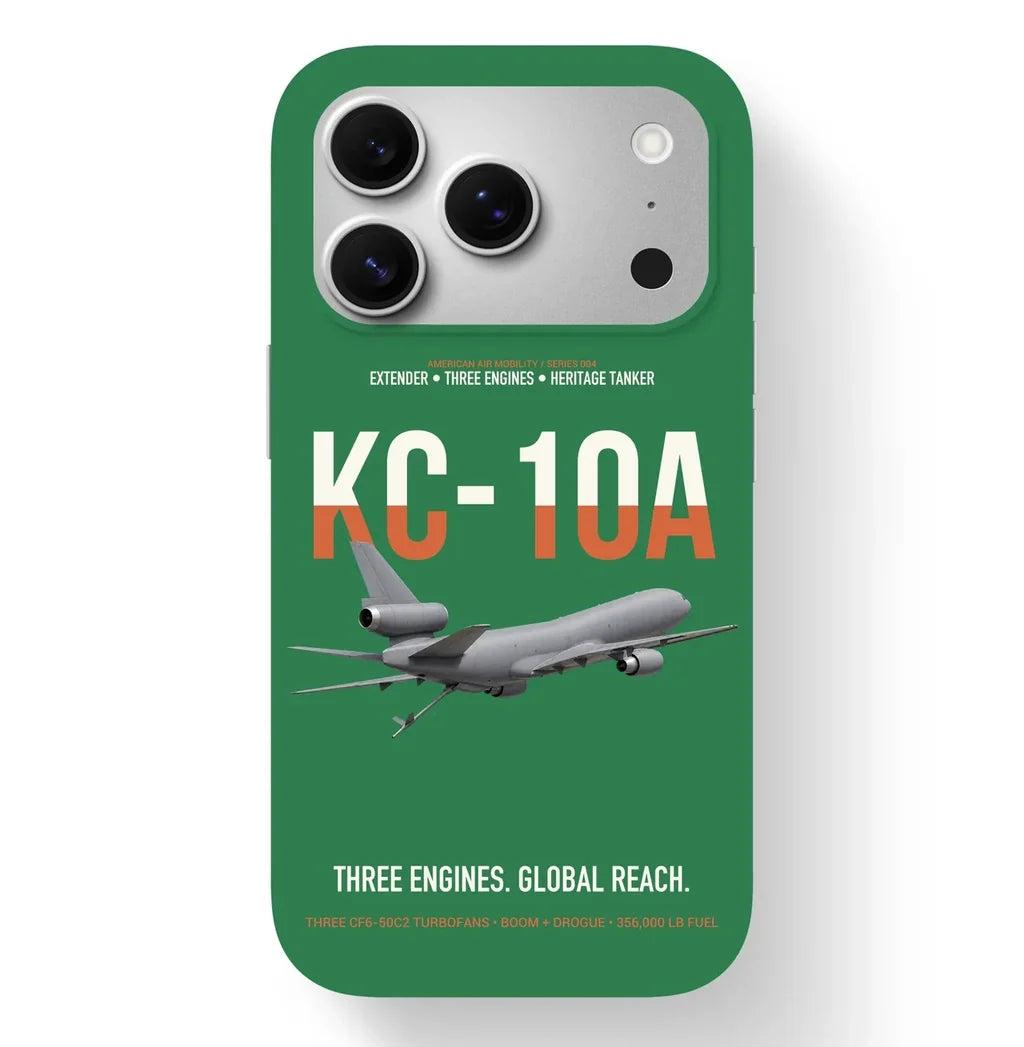 KC-10A EXTENDER design on green magsafe iphone case, for iPhone 17 Pro