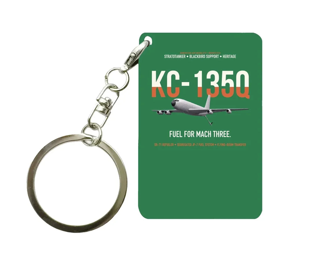 KC-135Q Blackbird Tanker design on green designed key chain, double-side print