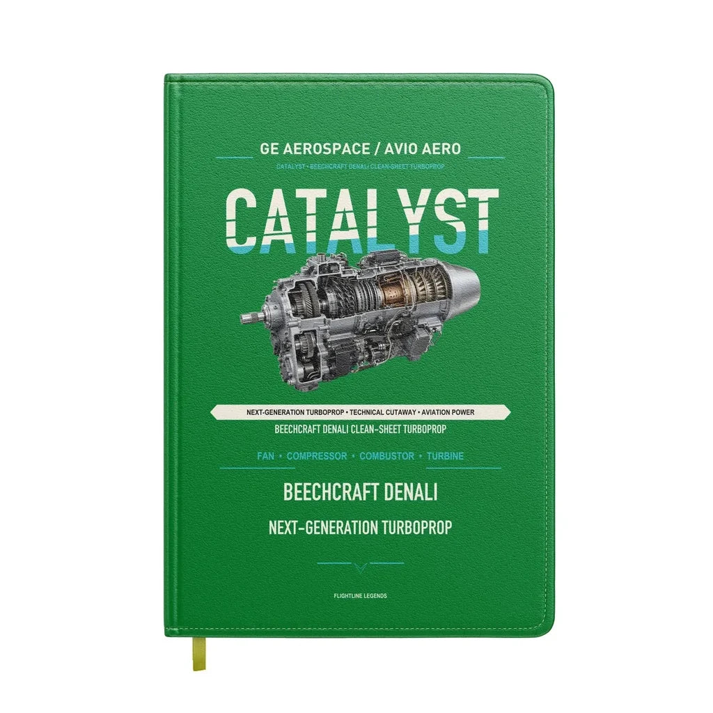 CATALYST design on green notebook