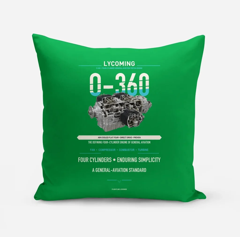 O-360 design on green pillow