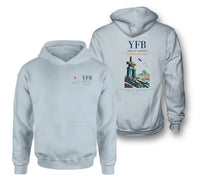 Thumbnail for Iqaluit Airport (YFB) design on light blue double-side hoodie