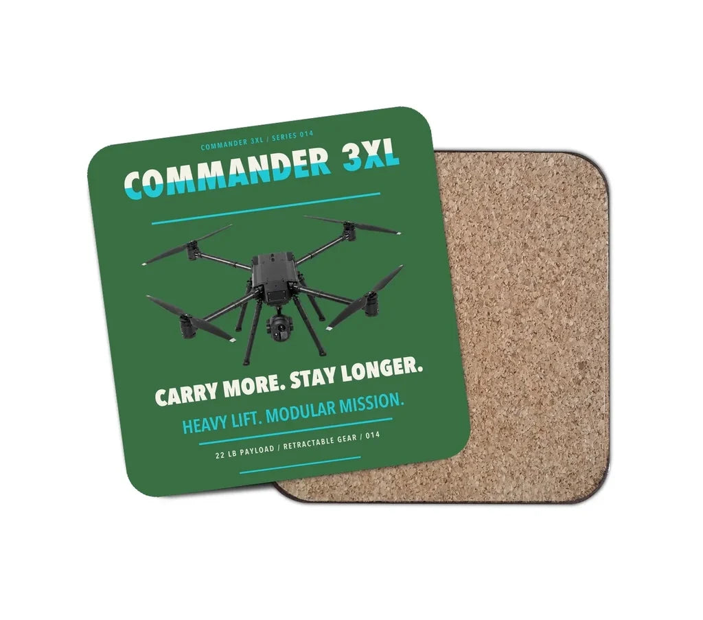 Draganfly Commander 3XL design on green 1 piece coaster
