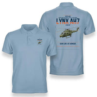 Thumbnail for Westland Lynx AH7 design on light blue double-side polo t-shirt, double-side print