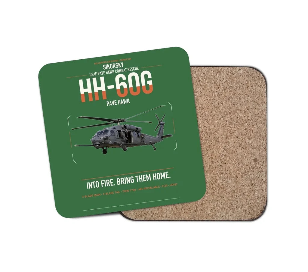 Sikorsky HH-60G Pave Hawk design on green 1 piece coaster