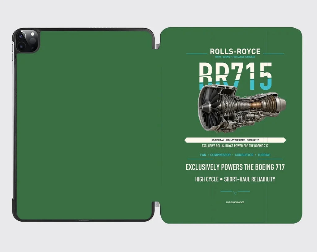 BR715 design on green ipad tablet case