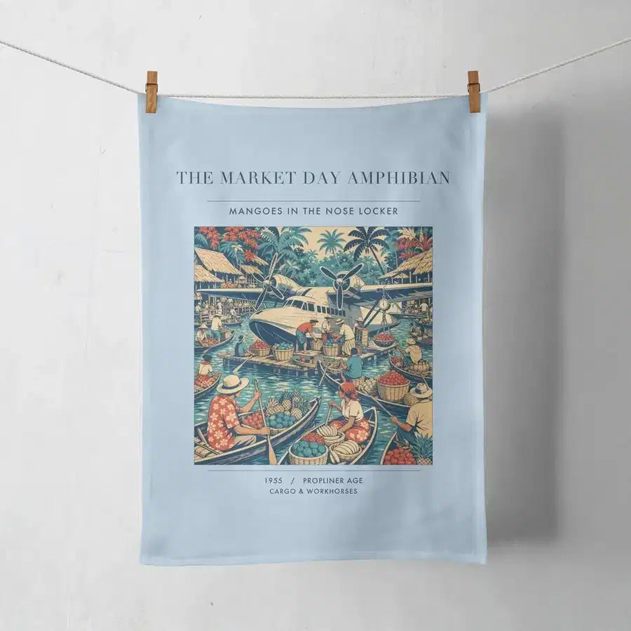 VINTAGE G4404 - The Market Day Amphibian - Designed Towels design on lightblue
