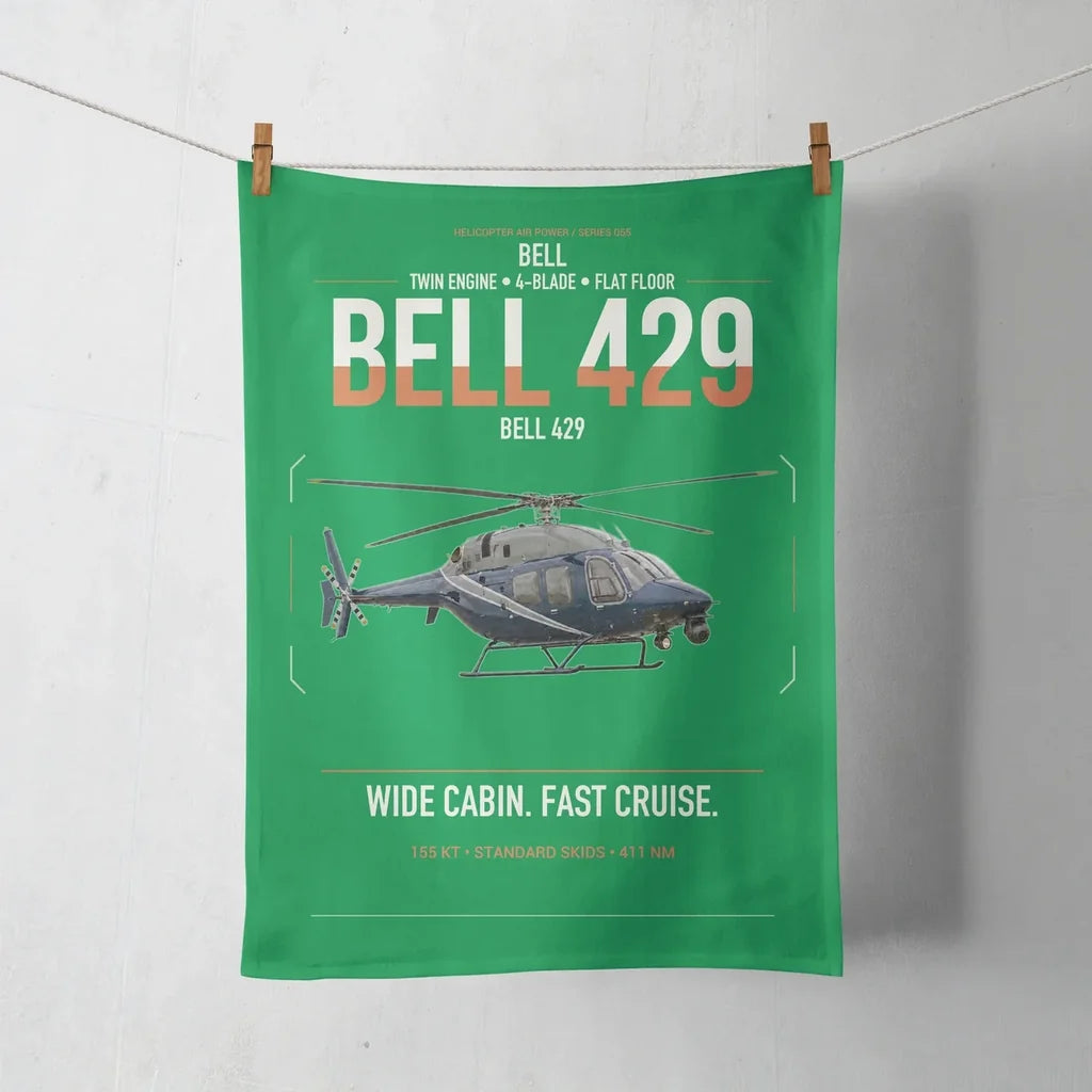 Bell 429 design on green towel