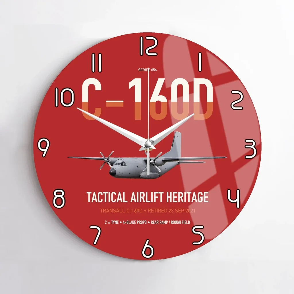 Transall C-160D design on red no frame wall clock