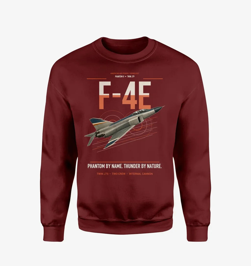 F-4E Phantom II design on wine red sweatshirt