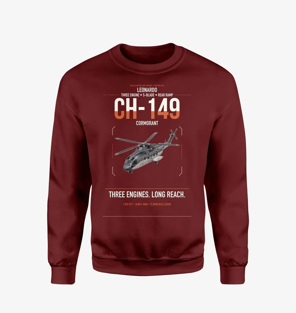 Leonardo CH-149 Cormorant design on wine red sweatshirt
