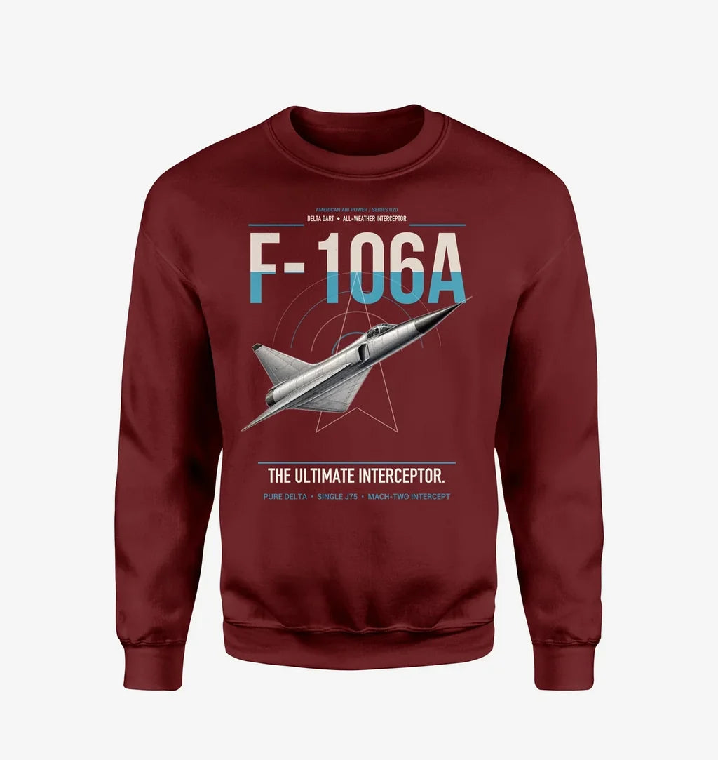 F-106A Delta Dart design on wine red sweatshirt