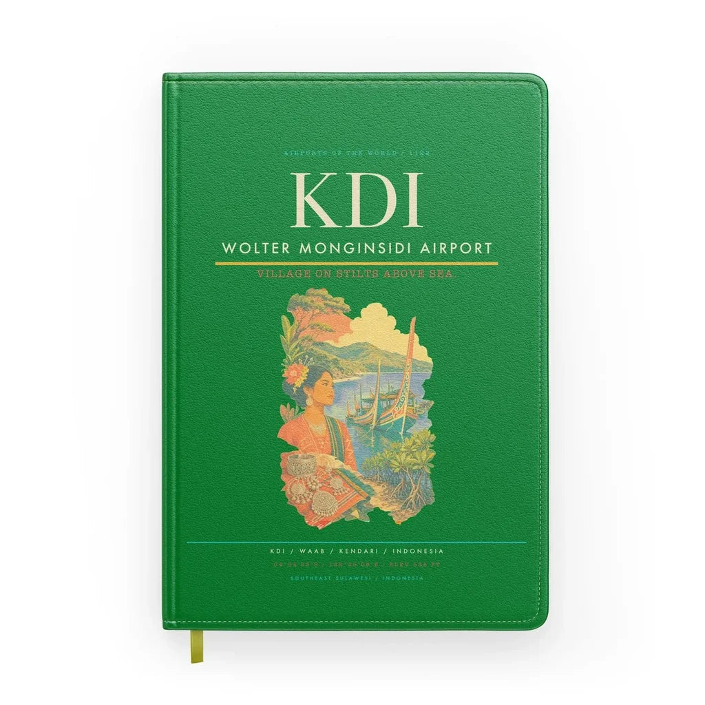 Wolter Monginsidi Airport (KDI) design on green notebook