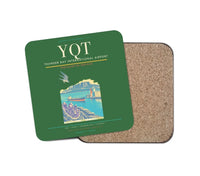 Thumbnail for Thunder Bay International Airport (YQT) design on green 1 piece coaster