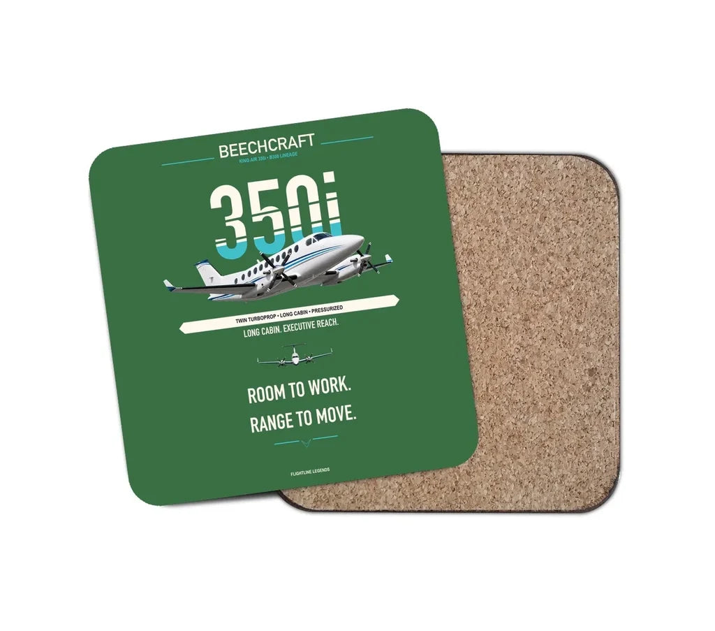 Beechcraft King Air 350i design on green 1 piece coaster