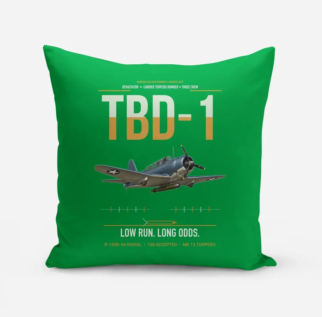 TBD-1 Devastator design on green pillow